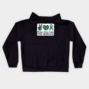 Peace Love Cure  PTSD Awareness Kids Hoodie